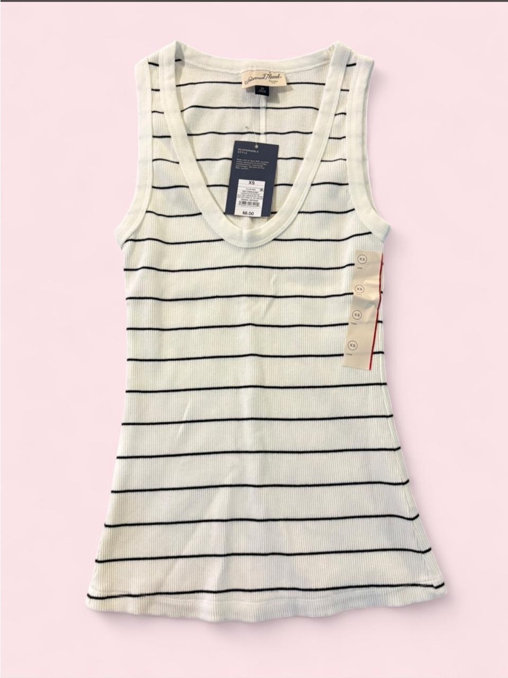 NWT Universal Thread White & Black Striped Ribbed Tank Top XS
